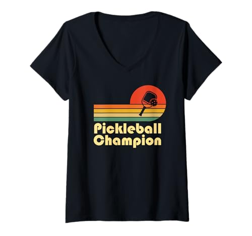 Donna Pickleball Champion Vintage divertente retrò Pickleball Maglietta con Collo a V