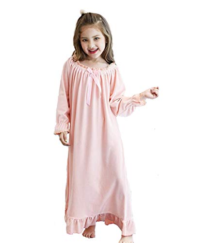 Gagacity Camisones Pijama para Niñas y Mujeres Camisón Cálido de Franela Vestidos de Dormir Manga Larga de Madre-Hija Largo