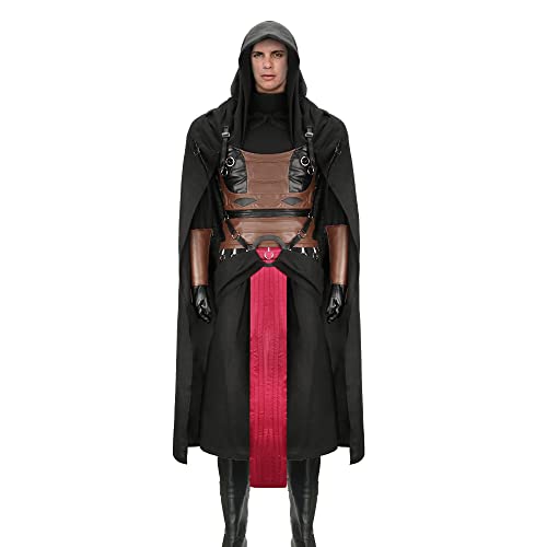 LIKUNGOU Disfraz de Darth Revan Hombres Capucha Cabo Abrigo Túnica Deluxe Armadura Guantes Cosplay de Halloween Conjunto Completo (M)