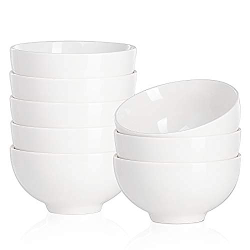 MALACASA Small White Bowls, 10 oz Porcelain Dipping Sauce Bowls Set Cereal Bowls, Serving Dish Bowls for Dessert, Ice Cream, Salad and Side Dishes Bowls, Microwave Safe, Set of 8