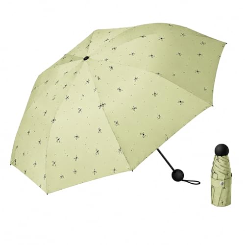 Image of Mini Umbrella with Case for Men & Women (Manual Open) Compact Travelling Pocket Umbrella, Polyester & UV Protect Fabric for Summer /Anti-Slip Handle- Use in Rain & Summer (Green-Print)