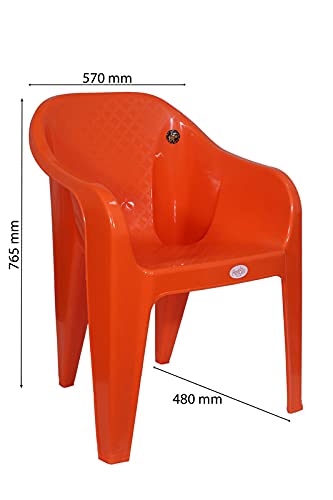 Image of PETALS Plastic Chairs Set of 4 Without Cushion | Arm Chair for Drawing /Living Room | Armchairs for Home /Office /Garden /Indoor & Outdoor | Cap Upto 150 Kgs | Orange, 4 Pcs, Bravo | 3 Years Warranty