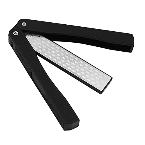 Tiardey Aiguiseur de Couteaux,Pierre à aiguiser diamantée de Poche Pliable Grain 400/600,Pierre à aiguiser Portable Double Face pour Camping,Cuisine,Jardin