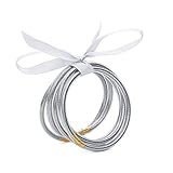 Sparkling Jelly Soft Silicone Bangle Bracelet Set for Women Stacking Geometric Round Glitter Bracelet Layered Bling Jewelry Birthday Gift-G silver