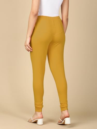 Image of Lux Cozi PYNK Solid Premium Cotton Lycra Churidar Leggings for Women | Regular Fit Elastic Waist Full Length Women Leggings | Free Size