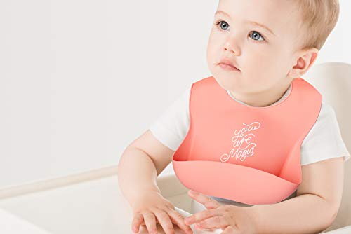 Sweet Child 3 Pack Silicone Baby Bibs Waterproof, Soft, Wipe Clean, Non-Messy, Deeper Food Catcher Pocket, Food Grade Bpa Free, Stain And Odor Resistant, Suitable For 6-24 Months, Unisex #TOP1