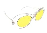 WebDeals - Oval Round Retro Sunglasses Color Tint Smoke Lenses Clout Goggles (Clear, Yellow)