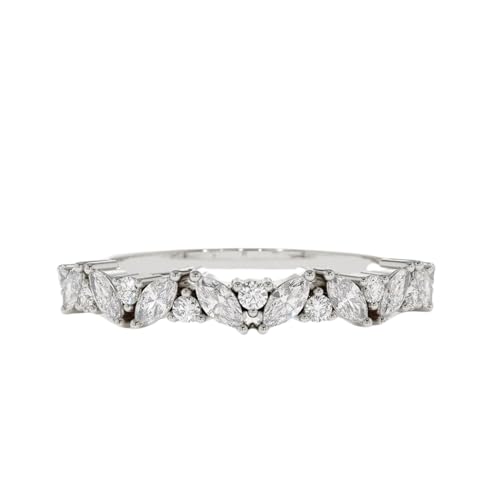 Jewelerix Marquise Cut 2 Ct Moissanite Diamond Ring Plated White Gold Anniversary Proposal Ring (925 Sterling Silver, 3)