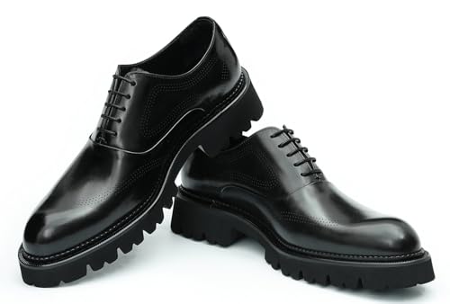 Santimon Men's Oxfords Formal Dress Derby Fashion Prom Wingtip Brogue Genuine Leather Shoes Wedding Tuxedo Business Causal Shoes for Men4