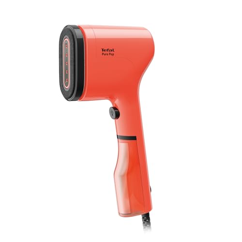 Tefal Pure Pop Handheld Garment Steamer | 1300W | Compact, Convenient Vertical Steaming | Reversible Pad | 2m Cable | 20g/min Steam | 15-sec Heat-Up | Red | No.1 Ironing Brand in Europe