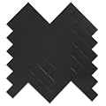 Yipscazo Herringbone Peel and Stick Backsplash for Kitchen Wall, 10-Sheets Heat Resistant Stick on Backsplash PVC Smart Tiles, 12'' Black Waterproof Peel and Stick Tile for Bathroom