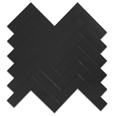 Yipscazo Herringbone Peel and Stick Backsplash for Kitchen Wall, 10-Sheets Heat Resistant Stick on Backsplash PVC Smart Tiles, 12'' Black Waterproof Peel and Stick Tile for Bathroom