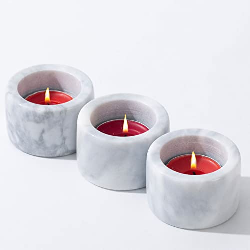 Candle Holder - Tea Lights Wedding Decorations For Reception, Natural Marble Tealight Votive Candle Holders For Table Centerpiece, Tea Party Decor Candle Decor Birthday Gifts Christmas(Set Of 3) #TOP2