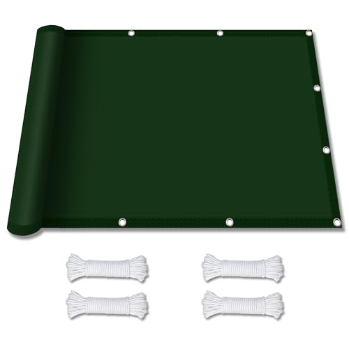 Garten Schattierungsnetz 1.9 x 2.4 m Reißfest Wetterfest Zaunblende Sonnenschutznetz mit Kostenlosem Seil für Garten Balkon & Terrasse, Dunkelgrün