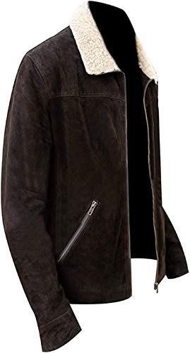Men's Andrew Lincoln Walking Rick Grimes Murder Dead Suede Leather Motorcycle Biker Jacket with Fur Collar2