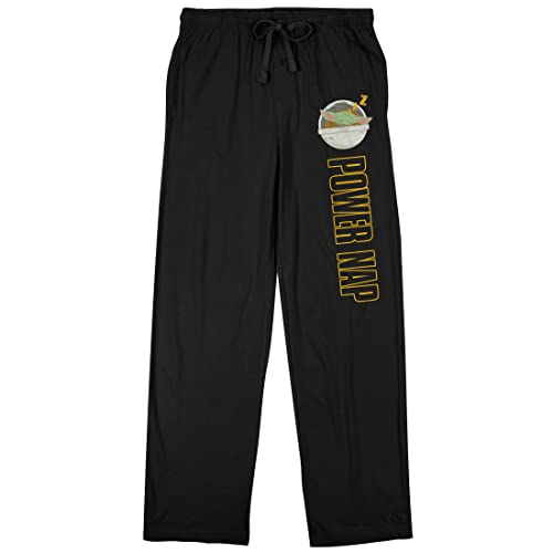 The Mandalorian Power Nap and Baby Grogu Men's Black Drawstring Sleep Pajama Pants
