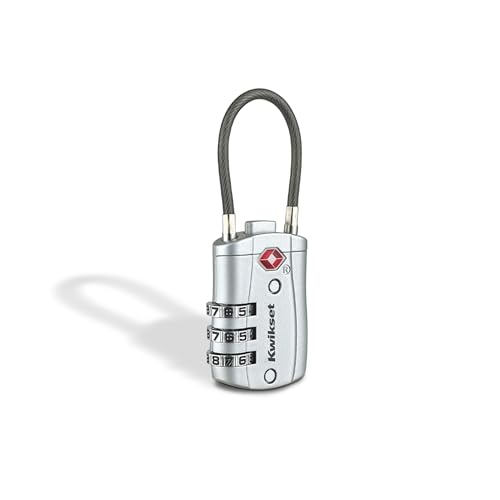 Kwikset TSA Approved Combination Luggage Lock with Cable, 1-Pack, Silver - image 1