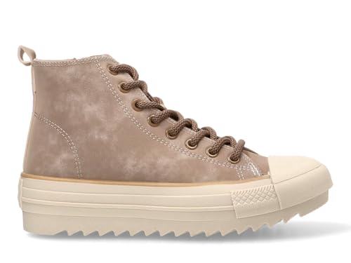 Etika Zapatillas de Plataforma para Mujer, Botas Deportivas Altas con Cremallera Frontal y Doble Suela, Sneaker de Estilo Baloncesto, Modelo 52441 Taupe - 41