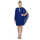 S.L. Fashions Women's Two Piece Knee Length Capelet Jacket Dress Keyhole Neckline, Blue Iris, 12