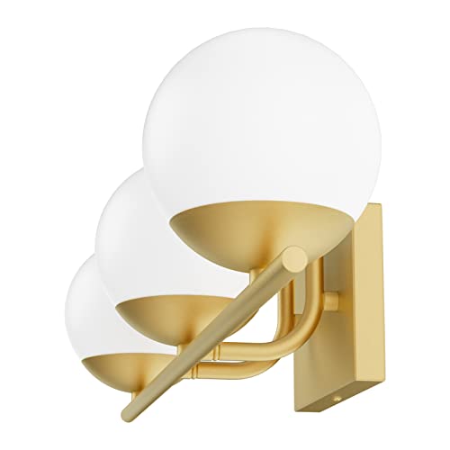 Ralbay Gold Vanity Lights - 3-Light Mid Century Modern Bathroom Wall Lights with Milky Glass Globe by Ralbay - Image 7