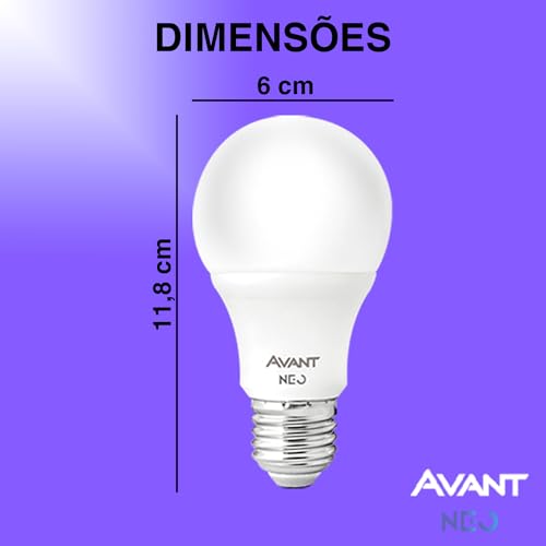 Lâmpada Inteligente LED Smart WI-FI compatível com Alexa, linha NEO, 10W, Luz branca e amarela (2700