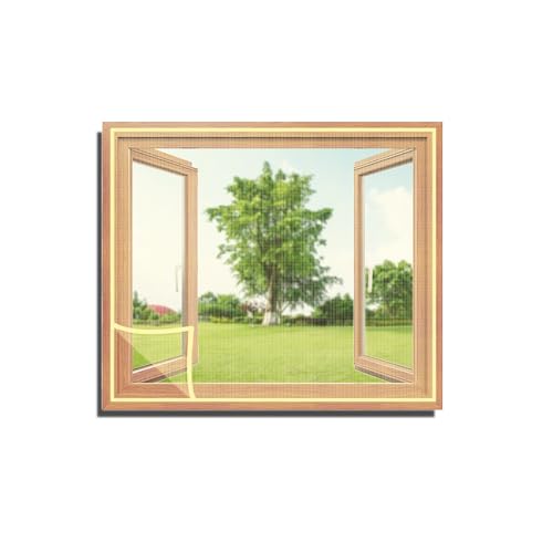 Image of TurtleGrip Customizable Window Mosquito Net - Beige, [Size: 90x120 cm / 35.43x47.24 in / 2.95x3.94 ft] | 120 GSM Fiberglass Mesh with Hook & Loop, Easy Installation