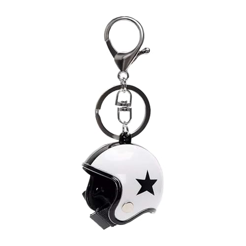 SHUOHONG Portachiavi Casco Moto, Moschettone Portachiavi Stile Locomotiva Alla Moda, Casco da Motociclista Portachiavi, Keyring Casco Moto per Uomo Regalo di Compleanno, Regalo di Festa (Bianco)