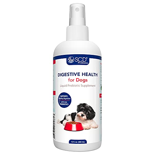 SCD Probiotics Shown to Resolve Dog Digestive Issues - Live, Multi Strain Probiotics for Dogs with Postbiotics – Easily Spray on Dogs’ Food, 12 fl.oz. - Digestive Health for Dogs, Brown, (A127-AV)
