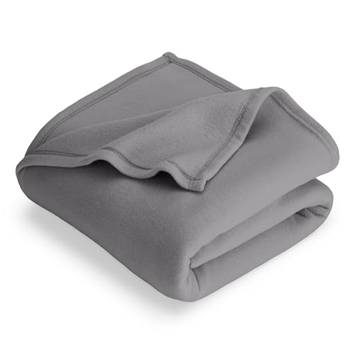 Bare Home Polar Fleece Blanket - Extra Long - Grey - Warm & Cozy - Premium Fleece Throw for Bed, Sofa, Camping, Travel and Cold Nights - Lightweight Blanket (Twin/Twin XL, Grey)