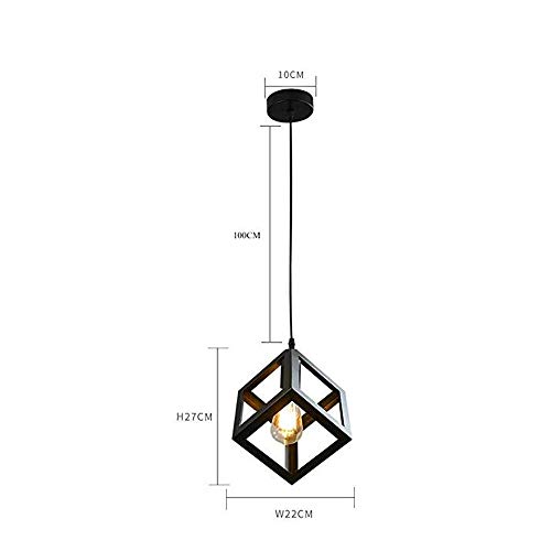 Lámpara de techo vintage industrial con pantalla de cubo negro para salón 8