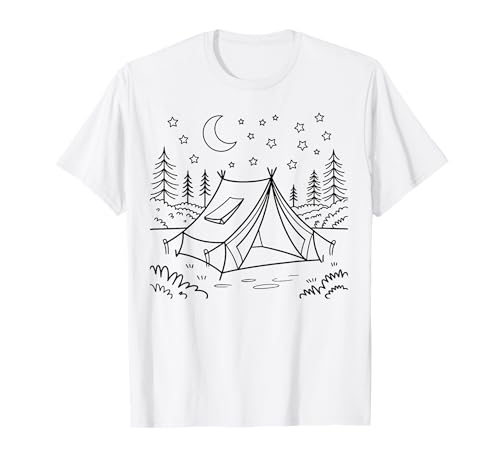 Tent Camp Camping Coloring and Painting Yourself Coloring T-Shirt