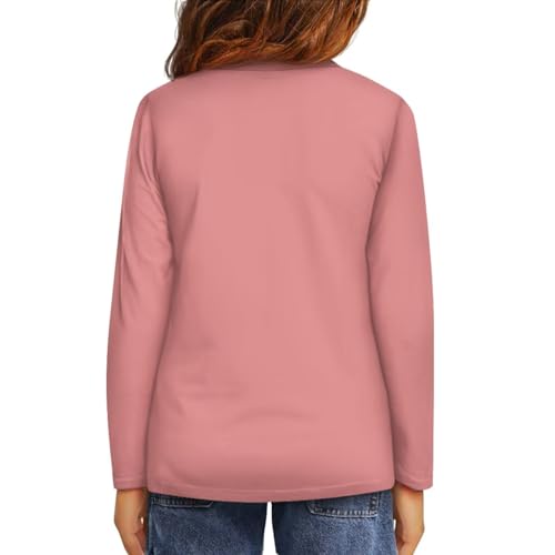 Girls Tee Shirts Size 3-16 Long Sleeve T Shirt for Kids Cute Crew Neck Blouse Athletic Top Gym Sports Outfits3