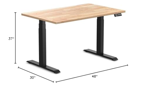Image of Desky Electric Standing Desk, 48 x 30 inch Rubberwood Height Adjustable Sit Stand Desk, Dual Motor, Memory Presets, Ergonomic Workstation for Home Office - Natural Timber Top