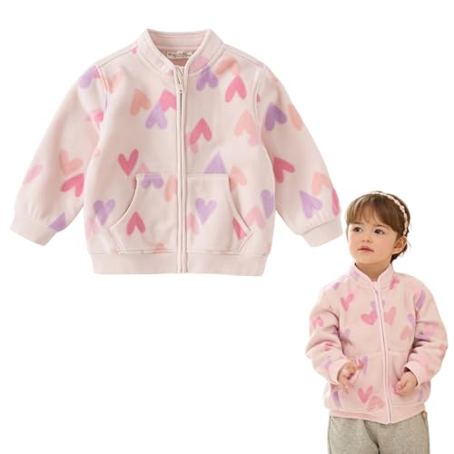 DAVE&BELLA Toddler Printed Polar Fleece Jacket, Zip Up Lightweight Outerwear for Kids Boys Girls Fall Spring Coat 2-9 Years