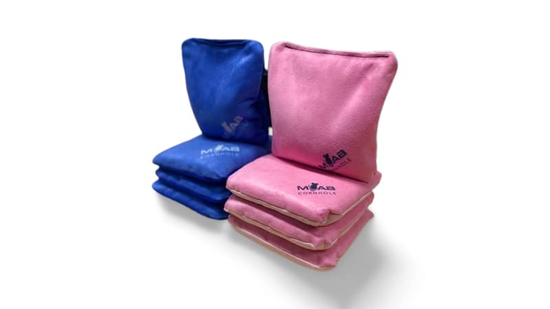 New Cornhole Bags Set of 8 Total Weather Resistant with 30 Day Warranty (Blue & Pink)