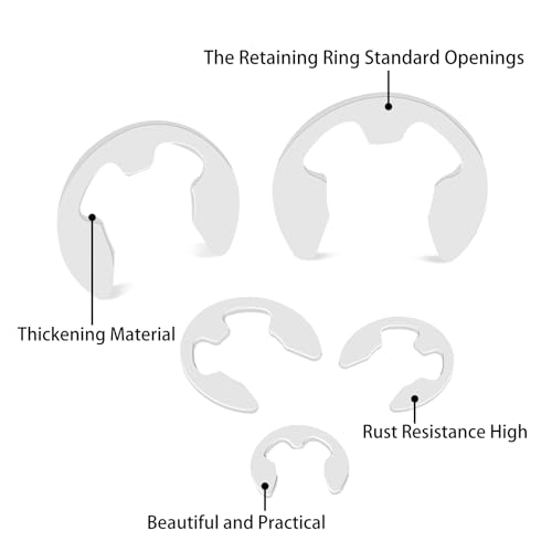 UKOFEW 200 Stück E-Clips Sicherungsringe,10 Verschiedene Größen Edelstahl Externe Sicherungsring,Sicherungsscheiben Sortiment E-Clips mit Box für Befestigen Lagern Zahnrädern Riemenscheiben(Silber)