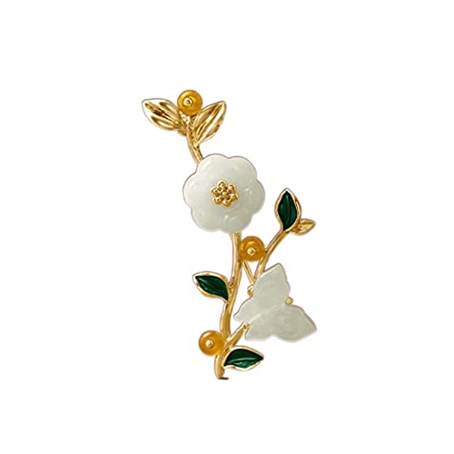 Broche pour femmes Hetian Jade fleur de prunier bijoux de mode chic pour dames