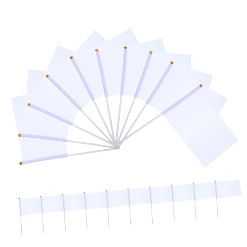 FOYTOKI White Waving Flag 20pcs Commanding Referee Racing Banner Hand-cranked for Events