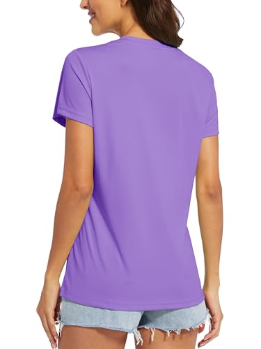 Image of MAGCOMSEN Women's Short Sleeve T-Shirt Quick Dry Athletic Tee Shirt Running Workout Yoga Top Tee Performance Shirts