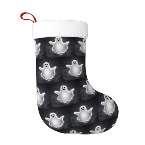 JIUTY Calcetines de Navidad grandes de Papá Noel para decoración familiar de vacaciones de 45,7 cm, color negro y Halloween