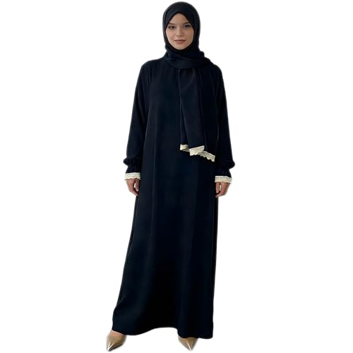 2 Piece Prayer Dress Women NewDesign Abaya Set Comfortable Umrah Essentials and Ramadan Prayer Dress (Dark blue L-XL)