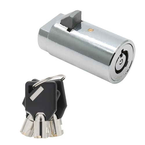 Image of Vending Machine Lock, Key Lock, Zinc, Chrome Finish, Keyed Alike, Hand Control, Round, Indoor Use, 1 in Package