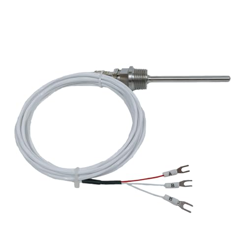 RTD PT100 Temperature Sensors of 3” Length and 1/2”NPT Threads with Telfon Cable & Detachable Connector for Electric Brewery