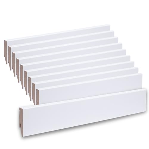 Leiste24 Sockelleisten 10 Stück - MDF 60 mm Weiß, 26 Meter...