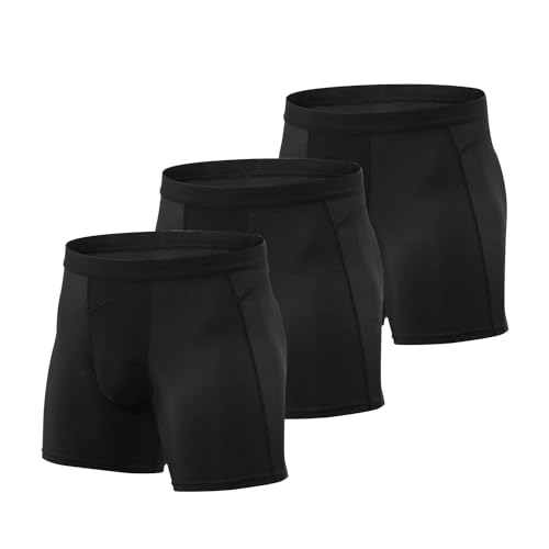 Niksa 1 or 2 or 3 Pack Mens Sports Underwear Gym Running Boxers Shorts Trunks,Black