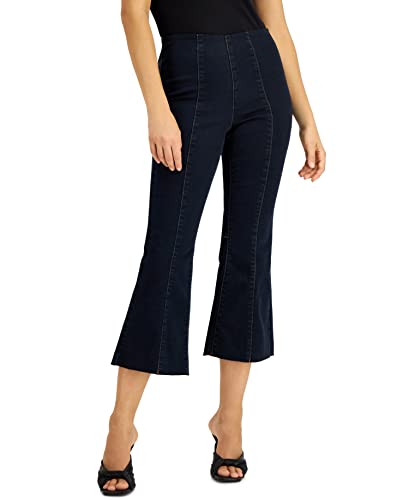 International Concepts Women's High Rise Crop Flare Pull-On Jean Blue Dark Indigo 16