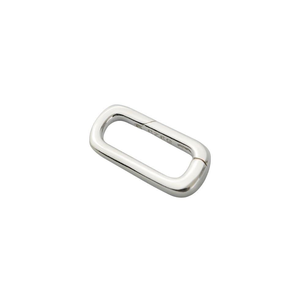 925 Sterling Silver Long Rectangular Spring Bail Connector Clasp 13.5mm Small Carabiner