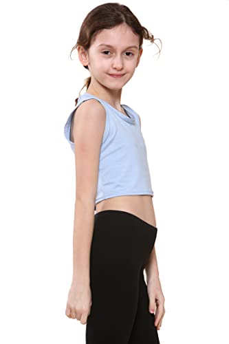 Image of Kids Girls Neon Fluorescent Vest Crop Tops T-Shirt Tee Top Dance Wear Gymnastic Fancy Dress Age 5-14 Years