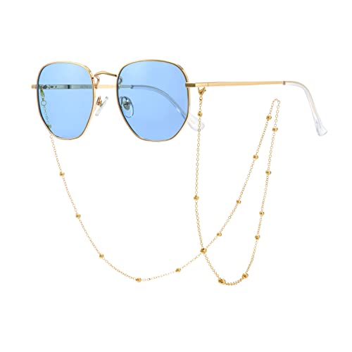 Veda Tinda Vision Sunglasses for Women Trendy Retro 70s 90s Womens Oval and Square Shades UV400 Protection with Glasses Chain