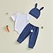 Karesoull Newborn Infant Baby Boy Easter Outfits Short Sleeve Bodysuits Romper Pants First Easter Clothes Set (Blue my first easter, 3-6 Months)